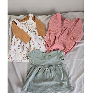 Carters Child of Mine Baby Girl Floral Dress Romper Bundle 6-9 Months 3pc Set